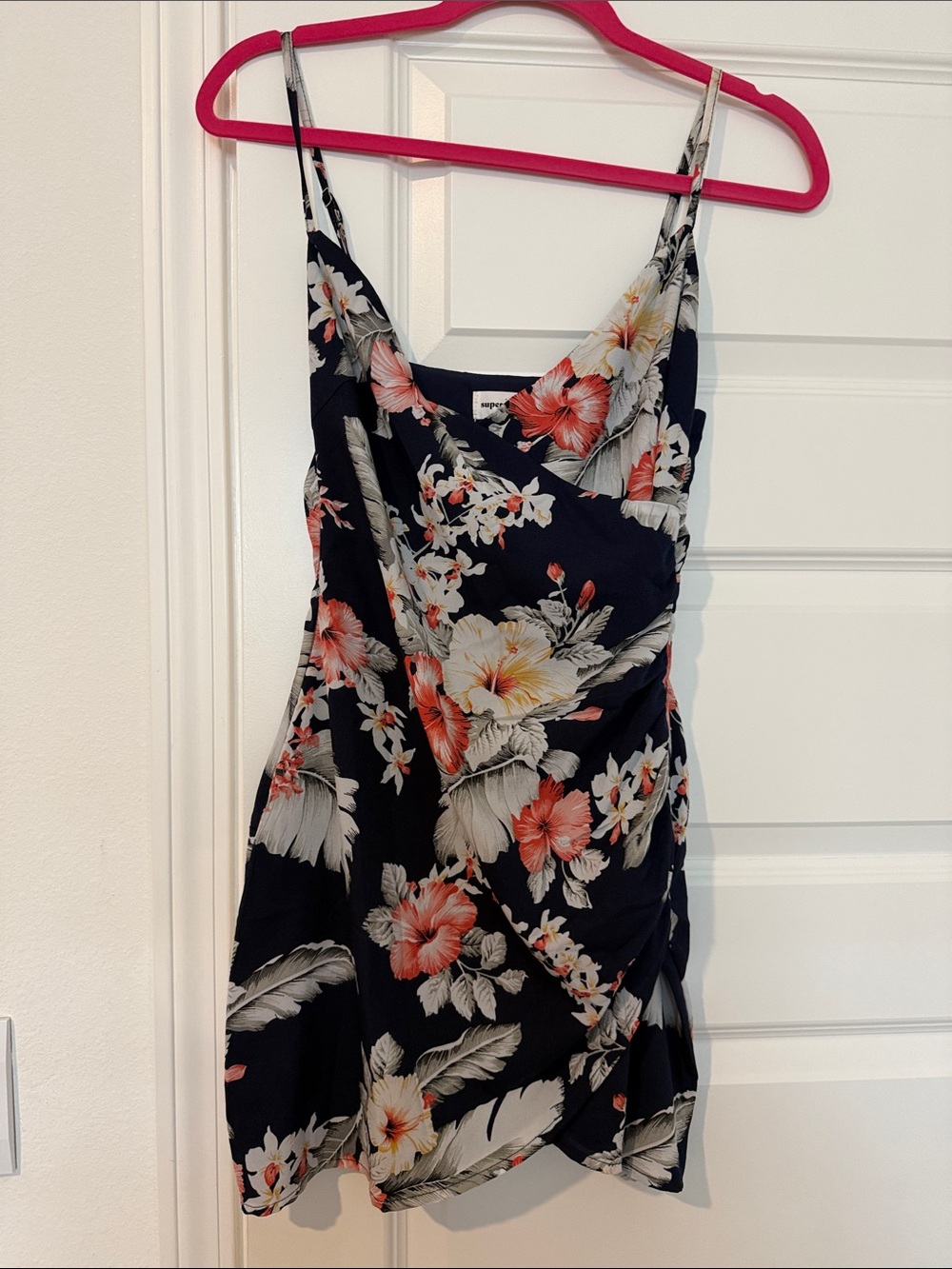 superdown Black Floral Mini Dress with Pink and Cream Flowers